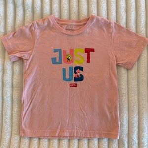 Kith Kids Light Pink Tee with Multicolor 'Just Us' Graphic